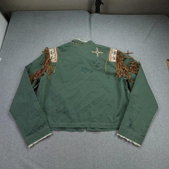 Double D Ranch Jacket Womens Large Green Captured Scout Western Embroidered - Picture 4 of 16